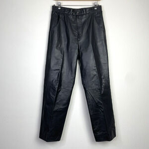 Vintage Starter y2K Womens NBA Lakers Black Leather Straight Leg Pants Small‎